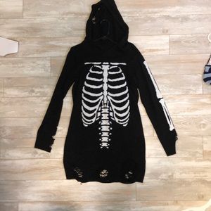 Hooded Hot Topic skeleton dress/sweater
